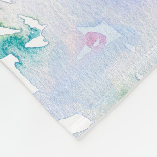 Rosa und blaue Blütenmuster Fleecedecke (Ecke)