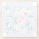 Rosa und blaue Blütenmuster Glasuntersetzer (Rückseite)