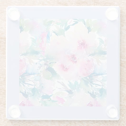 Rosa und blaue Blütenmuster Glasuntersetzer (Rückseite)