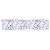 Rosa und blaue Blütenmuster Kurzer Tischläufer (Horizontal)