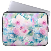Rosa und blaue Blütenmuster Laptopschutzhülle (Vorderseite)