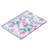 Rosa und blaue Blütenmuster Notizblock (Linke Seite)