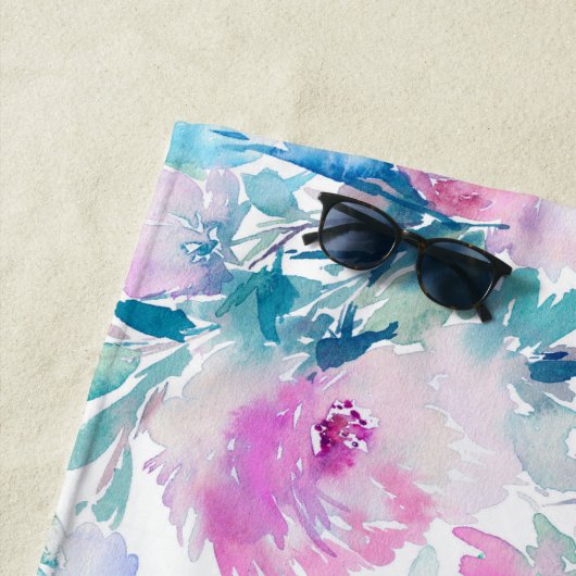 Rosa und blaue Blütenmuster Strandtuch (Beispiel)