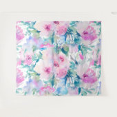 Rosa und blaue Blütenmuster Wandteppich (Vorderseite (Horizontal))