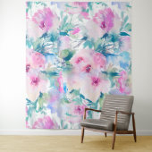 Rosa und blaue Blütenmuster Wandteppich (Beispiel)