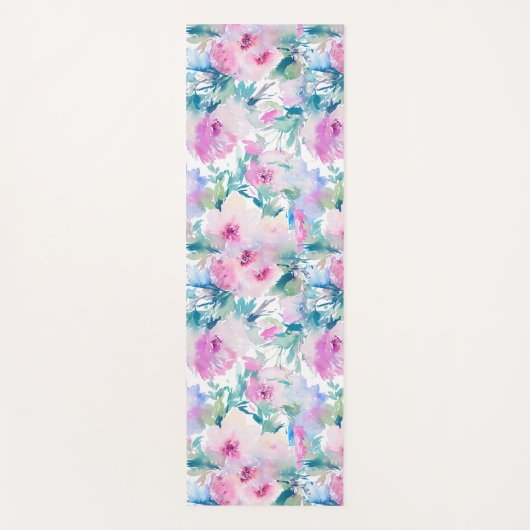 Rosa und blaue Blütenmuster Yogamatte (Vorderseite)