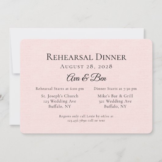 Rosa und blaue Blütenpferde Probe Abendessen Einladung (Vorderseite)