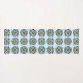 Rosa und blaue Blütenschmetterlinge Mandala Yogamatte (Rückseite (Horizontal))