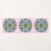 Rosa und blaue Blütenschmetterlinge Mandala Yogamatte (Vorderseite (Horizontal))