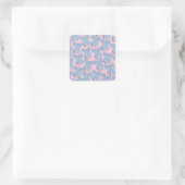 Rosa und blaue Bogen Quadratischer Aufkleber (Tasche)