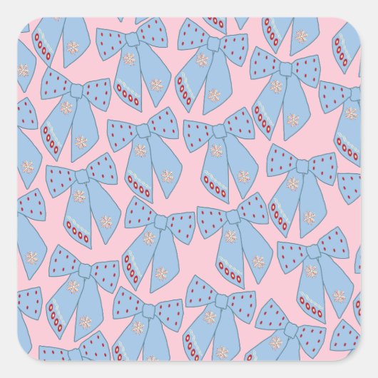 Rosa und blaue Bogen Quadratischer Aufkleber (Vorderseite)
