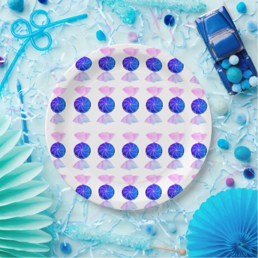 Rosa und blaue Bonbon-Papierteller Pappteller (Party)