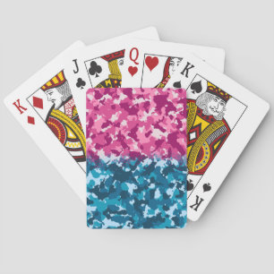 Rosa und blaue Camouflage Spielkarten