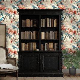 Rosa und blaue Chinoiserie Stil Blumentapete Tapete