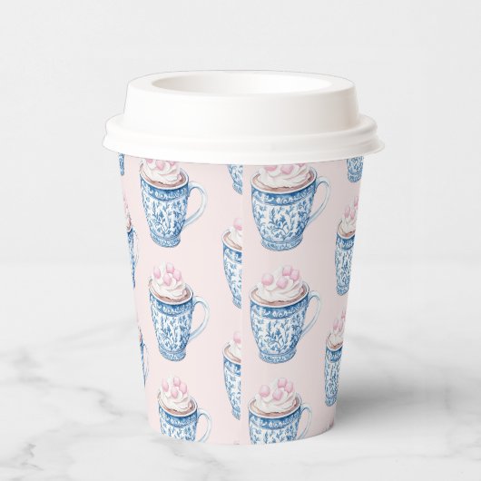 Rosa und blaue Chinoiserie Tasse Kakao Pappbecher (Rechts)