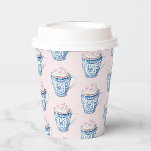 Rosa und blaue Chinoiserie Tasse Kakao Pappbecher