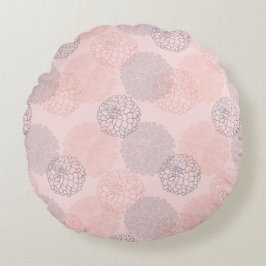 Rosa und blaue Dahlias-Rundwurfkissen Rundes Kissen