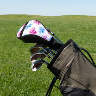 Rosa und blaue Dahlie, Blumenmuster, Ihr Name Golf Headcover