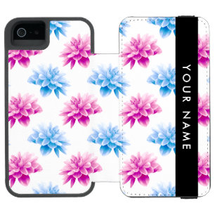 Rosa und blaue Dahlie, Blumenmuster, Ihr Name Incipio Watson™ iPhone 5 Geldbörsen Hülle