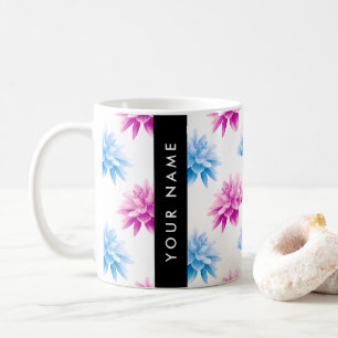 Rosa und blaue Dahlie, Blumenmuster, Ihr Name Kaffeetasse