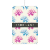 Rosa und blaue Dahlien, Blumenmuster, Ihr Name Autolufterfrischer (Vorderseite)