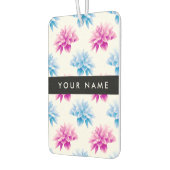 Rosa und blaue Dahlien, Blumenmuster, Ihr Name Autolufterfrischer (Links)