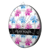 Rosa und blaue Dahlien, Blumenmuster, Ihr Name Dartscheibe (Vorderseite rechts)