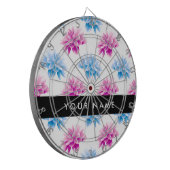 Rosa und blaue Dahlien, Blumenmuster, Ihr Name Dartscheibe (Vorderseite Links)