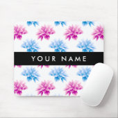 Rosa und blaue Dahlien, Blumenmuster, Ihr Name Mousepad (Mit Mouse)