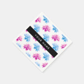 Rosa und blaue Dahlien, Blumenmuster, Ihr Name Serviette (Ecke)