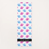 Rosa und blaue Dahlien, Blumenmuster, Ihr Name Yogamatte (Vorderseite)