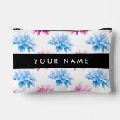 Rosa und blaue Dahlien, Blumenmuster, Ihr Name Zubehörtasche (Vorderseite)