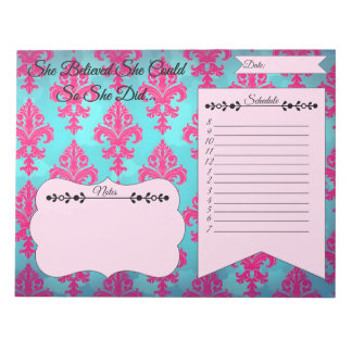 Rosa und blaue Damast-Notizblock Notizblock