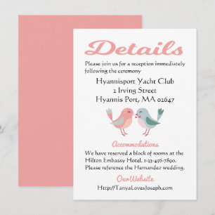 Rosa und blaue Details Hochzeit Verliebte Anweisun Einladung