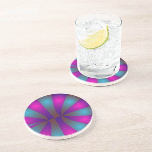 Rosa und blaue Donuts Sandstein Untersetzer (Seite)