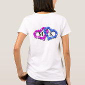 Rosa und blaue Doppelmonogramm Floral Valentine T-Shirt (Rückseite)
