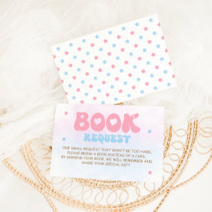 Rosa und blaue elegante Schriftbücher für Baby Begleitkarte