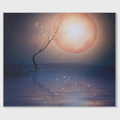 Rosa und blaue Fantasie fesseln Mond über Wasser Geschenkpapier (Flach)