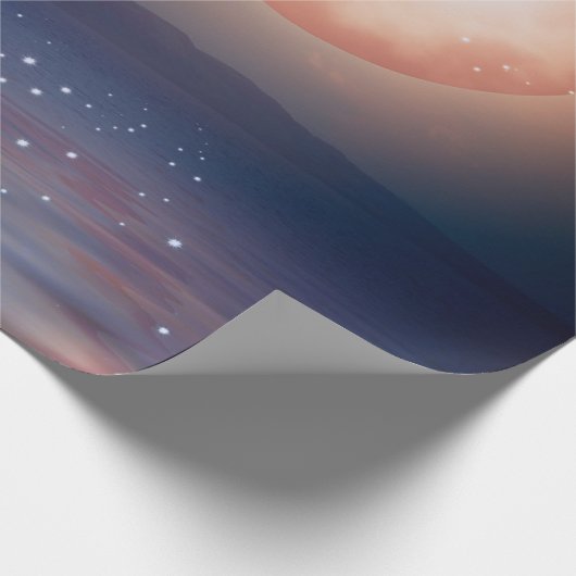 Rosa und blaue Fantasie fesseln Mond über Wasser Geschenkpapier (Ecke)