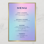 Rosa und blaue Farben, goldene Akzente Menükarte (Vorderseite)
