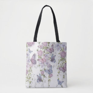 Rosa und blaue Farbschmetterlings-Cottage-Core-Tas Tasche