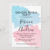 Rosa und blaue Farbspritze Geschlecht zeigen Baby- Einladung (Vorne/Hinten)