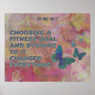 Rosa und blaue Fitness Schmetterlinge Poster