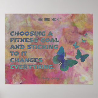 Rosa und blaue Fitness Schmetterlinge Poster