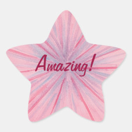 Rosa und blaue Flecken auf Phantastischem hellrosa Stern-Aufkleber