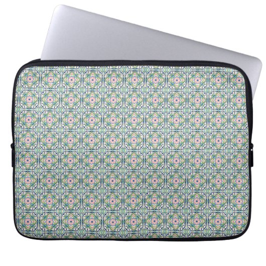 Rosa und blaue Fliesen Laptopschutzhülle (Vorderseite)