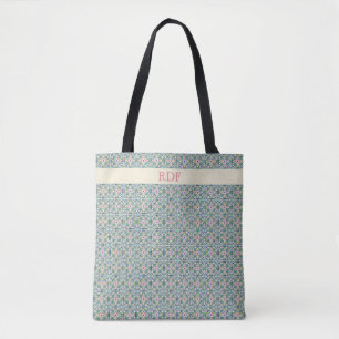Rosa und blaue Fliesen Tasche