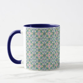 Rosa und blaue Fliesen Tasse