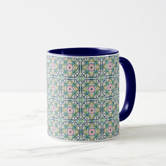Rosa und blaue Fliesen Tasse (VorderseiteRechts)