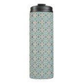 Rosa und blaue Fliesen Thermosbecher (Vorderseite)